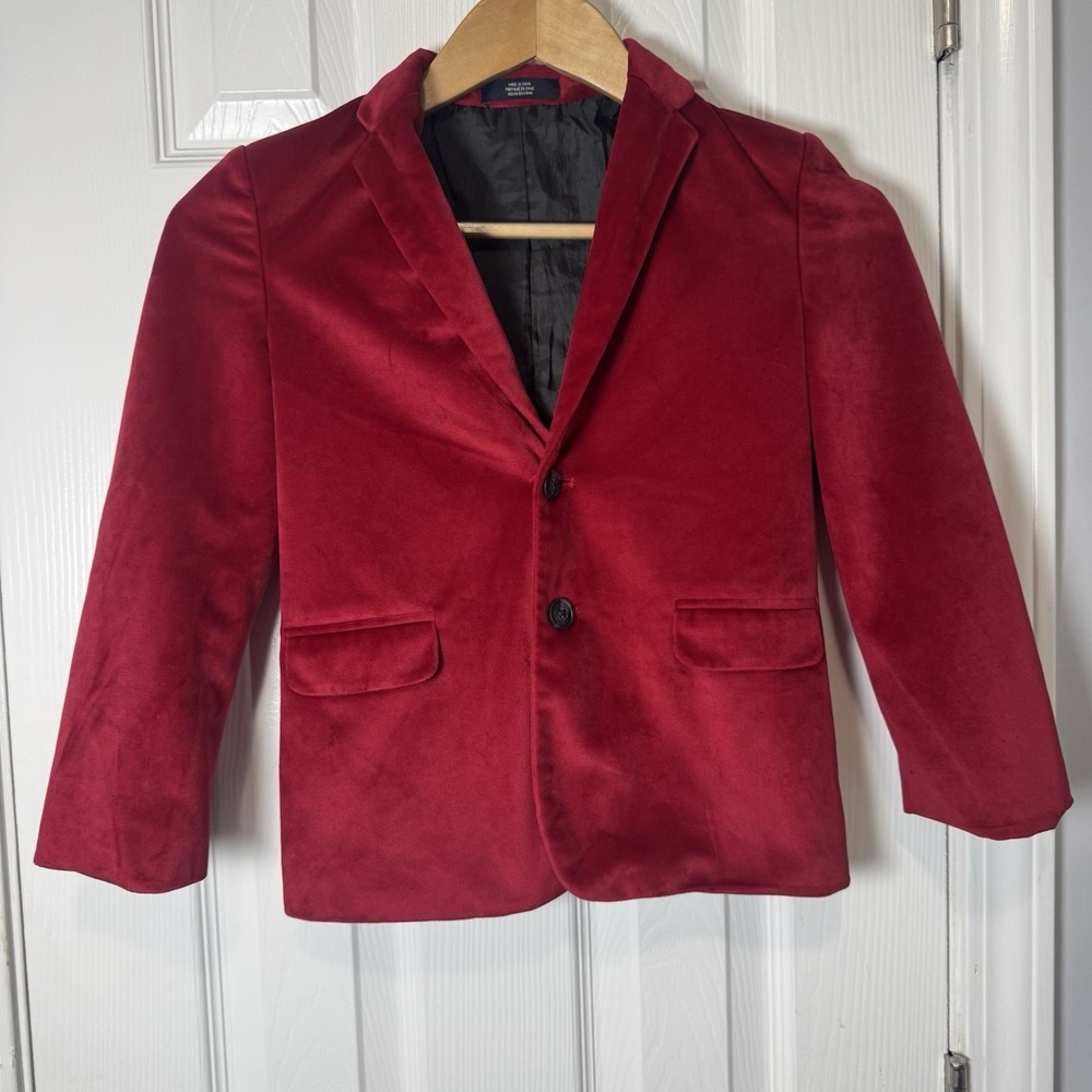 Nautica Kids Red Velvet Blazer Size 7 Formal Dress Jacket Christmas‎ Holidays